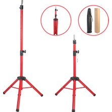 Kuaför Eğitim Mankeni Için Metal Tripod / Kırmızı + Taşıma Çantası