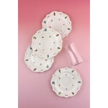 Bursa Porselen Dekor Flora 8 Parça 4 Kişilik Porselen Çay Takımı