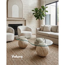 Modern Orta Sehpa & Küre Sehpa & Top Sehpa & Şeffaf Fasulye Cam & Ay Taşı