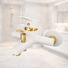 Beyaz Gold Banyo Bataryası Musluğu