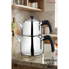 Elegant Mirage Aile Boy Bakalit Kulplu Çaydanlık Takımı - Siyah