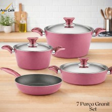Arzu Çelik 7 Parça Granit Set Çelik Kapak - Mürdüm