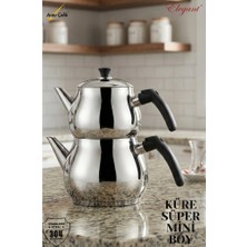 Elegant Küre Süper Mini Boy Bakalit Kulplu Çaydanlık Takımı-Siyah