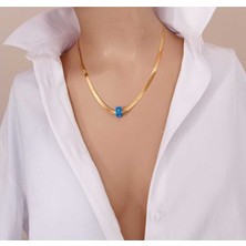 Balıksırtı Model Nazar Boncuklu 316L Çelik Kolye – Gold & Gümüş Seçenekli