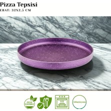 Arzu Çelik 3lü  Granit Pizza Tepsisi Seti - Violet