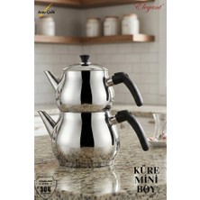 Elegant Küre Mini Boy Bakalit Kulplu Çaydanlık Takımı-Siyah