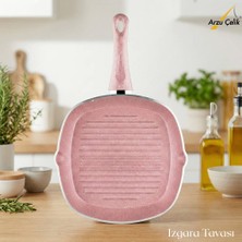 Arzu Çelik 28 cm Granit Izgara Tavası - Pembe