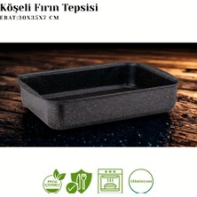 Arzu Çelik 30x35 Cm Granit Köşeli Tepsi - Siyah