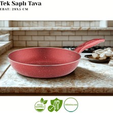 Arzu Çelik 28 Cm Granit Tek Saplı Tava - Kırmızı