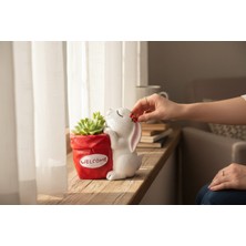 Kelebek Rüyası Sanat Atölyesi Dekoratif Tavşan Figürlü Saksı, Kalemlik,fırçalık , Hediyelik ,dekor