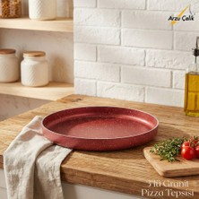 Arzu Çelik 3lü  Granit Pizza Tepsisi Seti - Kırmızı