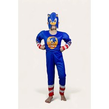 Xl Beden Sonic Kaslı Süper Kahraman Kostüm Maskeli Parti Kostümü