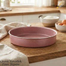 Arzu Çelik 32 Cm Granit Yuvarlak Fırın Tepsisi - Pembe