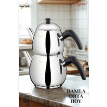 Elegant Damla Orta Bakalit Kulplu Çaydanlık Takımı - Siyah