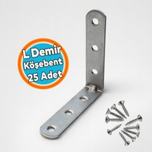 Nzb (25 Adet) L Demir Gönye Oval Başlı 15X65X65 mm Mobilya Raf Dolap Köşe Bağlantı Sabitleme Aparatı