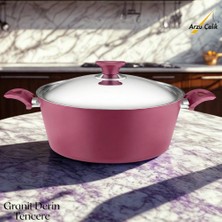 Arzu Çelik 28 Cm Granit Derin Tencere Çelik Kapak - Mürdüm