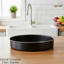 Arzu Çelik 32 Cm Granit Yuvarlak Fırın Tepsisi - Siyah