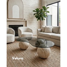 Modern Orta Sehpa & Küre Sehpa & Top Sehpa & Füme Fasulye Cam & Ay Taşı