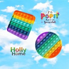 Holly Home 2'li Pop It Kare ve Yuvarlak Şekilli Duyusal Oyuncak Zihinsel Gelişim İçin 2 Adet
