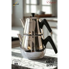 Elegant Topaç Mini Boy Bakalit Kulplu Çaydanlık Takımı-Siyah