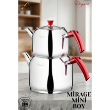 Elegant Mirage Mini Boy Bakalit Kulplu Çaydanlık Takımı - Kırmızı