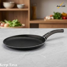 Arzu Çelik 28 cm Granit Krep Tavası - Siyah