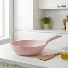 Arzu Çelik 18 Cm Granit Tek Saplı Tava - Pembe