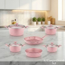 Arzu Çelik 10 Parça Granit Set Cam Kapak - Pembe