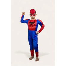 M Beden Kaslı Örümcek Adam Kostümü Maskeli Parti Kıyafeti