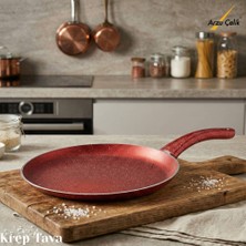 Arzu Çelik 30 cm Granit Krep Tavası - Kırmızı