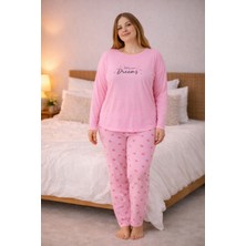 Morvarid Büyük Beden Kadın Uzun Kollu Pijama Takımı Rahat Ev Giyim Yumuşak Kumaş