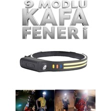 Kenko 9 Modlu Şarjlı Cob LED Hareket Sensörlü Kafa Lambası Baş Feneri Kamp Balıkçı Avcı Lambası Işıldak