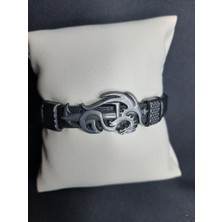 Mryart Ejderha Kaliteli Mıknatıslı Suni Deri Bileklik Unisex