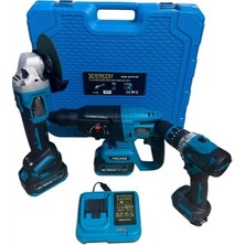 Hsgl Hkt 725 36V 3000MAH Akülü Spiral Matkap Hilti 3’lü Set  Çift Akü Lityum Pil Profesyonel Seri