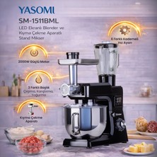 Yasomi Sm 1511BML LED Ekran Tartı Özellikli Kıyma Çekme Aparatlı Blender 7 Litre Stand Mikser Mutfak Şefi