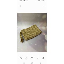 Creatif La Femme Hasır Rengi Kağıt Ip Clutch Çanta