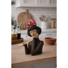 BRANDSMITHS El Yapımı Seramik Kız Figürlü Kase – Midnight Red Bow