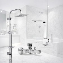 Krom Robot Krom Kare Lavabo Krom Kare Banyo Bataryası 4 Lü Set