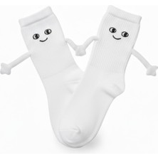 Neşeli Çoraplar El Ele Tutuşan Beyaz Atletik Çorap