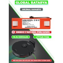 Global Batarya Roborock S7 Maxv Uyumlu Robot Süpürge Bataryası 14.4V 5200MAH Li-Ion Pil (Orijinal Kapasite)