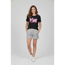 Makiteks Kadın Şort Tişört Takım Pink Panther Tshirt Pembe Panter