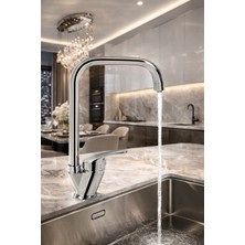 Fulcie Köşeli L Tipi Borulu Mutfak Bataryası Krom Batarya