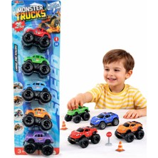 Nasyonel Toys Monster Truck Oyuncak Araba Seti – Büyük Tekerlekli Mini Arabalar – 5’li Paket – Çocuk Oyuncağı