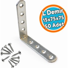 Nzb (50 Adet) L Demir Gönye Oval Başlı 15X75X75 mm Mobilya Köşe Destek Bağlantı Sabitleme Aparatı