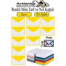 Artlantis Sarı Mini Zarf 7x9 cm Not Kağıtlı 50 Adet Küçük Sarı Zarf Mektup Oyun Zarfı Doğum Günü Dilekleri Zarfı Canlı Renk