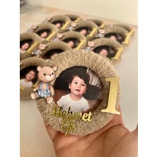 Ayıcık Figürlü 1 Yaş Hediyelik Fotoğraflı Magnet ( 10 Adet)