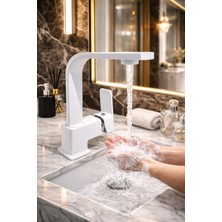 Beyaz Kare Lavabo Bataryası
