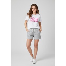 Makiteks Kadın Şort Tişört Takım Pink Panther Tshirt Pembe Panter