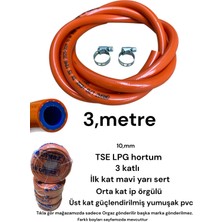 Orgaz Tüp Gaz Hortumu 3 Metre 2 Kelepçe Tse Lpg Hortum Aygaz Ocaklar Sanayi Tip Ocaklara Uygun 10MM