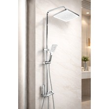 Krom Geniş Banyo Piano Robot Tepe Duş Seti Lüx Robot Duş